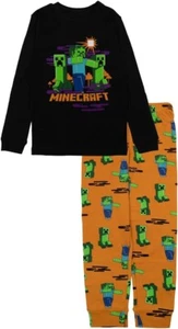 Minecraft Boy's Creeper Zombie Mob Creatures Halloween Cotton Pajama Set - Picture 1 of 4