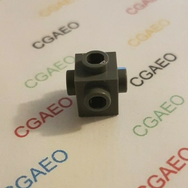 1 X  Lego 4733 Brick, Modified 1 x 1 with Studs on 4 Sides - Dark Bluish Gray - Photo 1/1