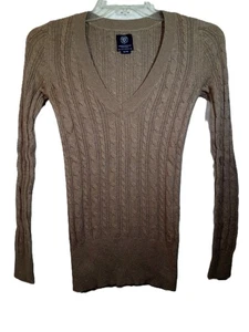 Suéter American Eagle Outfitters Mujer M Tostado Cuello en V Tejido con Cable Manga Larga - Imagen 1 de 19