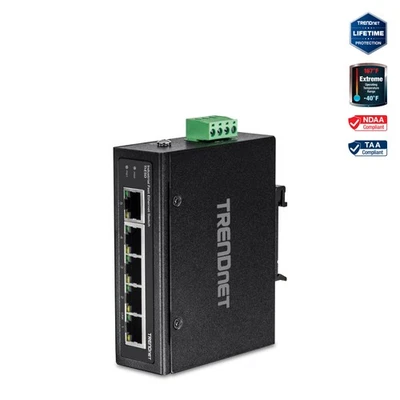 TRENDnet TI-E50 5-Port Industrial Fast Ethernet DIN-Rail Switch - Image 1 of 4