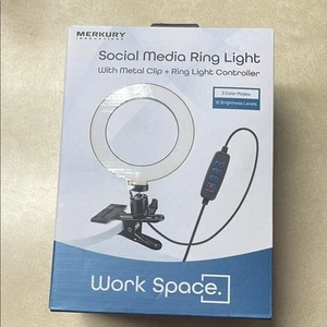 Work Space Social Media Ring Light With Metal Clip & Ring Light Controller NEW - Picture 1 of 6