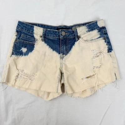 Pantalones cortos de jean midi Aeropostale para mujer talla 6 corte desgastado tie-dye lavado blanqueador Foto 1 de 4