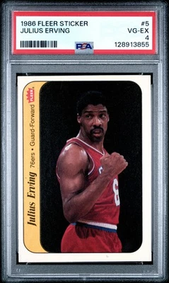 1986 FLEER STICKER #5 JULIUS ERVING PSA 4 - Image 1 of 2