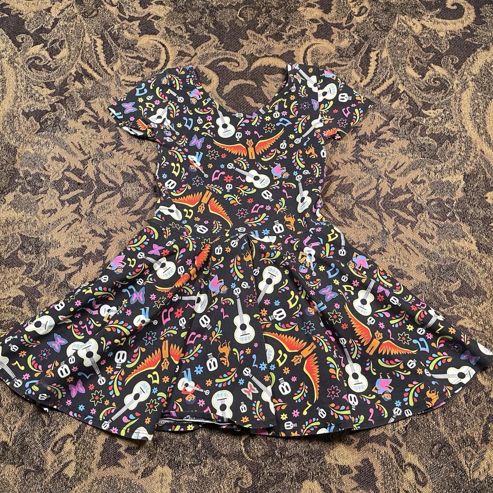 Wild Rich Kids Twirl Dress Girls Size 11/12 Disney Coco Art Black - Image 1 of 4