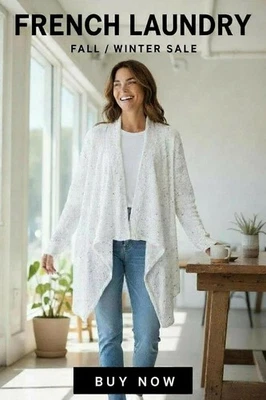 Cardigã suéter drapeado branco frente aberta lavanderia francesa - Imagem 1 de 4