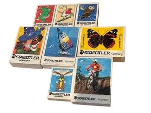 Vtg 1980s Staedtler German Rubbers Erasers Bundle x 8 Retro Large & Small Sealed - Picture 1 of 6