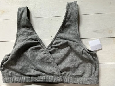 Sutiã de dormir maternidade amamentação cinza tamanho M elástico mistura de algodão novo com etiquetas - Imagem 1 de 3