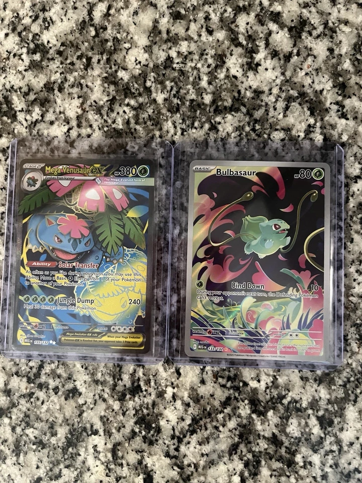 Pokémon TCG Mega Evolutions Bulbasaur 和 Mega Venusaur EX 批量 全部近乎完好 2 张卡 — 第 1/2 张图片