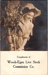 1909 RPPC Woods-Egan Live Stock Commission Advertisement Vintage Postcard KE7 - Picture 1 of 2