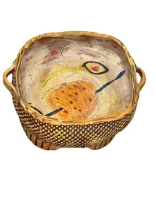 Debra Fritten handbemalte Bonboniere strukturierter Ton 6,5x6x3,5" New Mexico Kunst - Bild 1 von 11