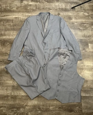 Caravelli Slim Light Grey Suit 3 Piece Harry with Vest Size 50L 44W - Image 1 of 4