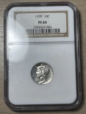 1939 Proof Mercury Dime NGC PF 64 Gem Quality Coin 10c - Image 1 of 4