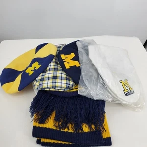 Vintage Michigan Wolverines karierte Fahrmützen und Winterschal Mütze Konvolut - Bild 1 von 23