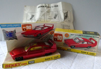 Vintage Dinky 1967 #108 Sam's Car Joe 90 Red Keyless Clock Motor Original Box - Image 1 of 4