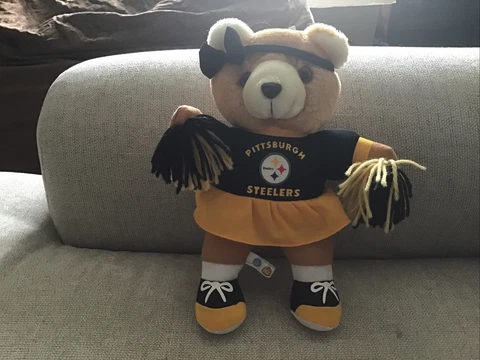 Pittsburgh Steelers Cheerleader Plush Teddy Bear 1998 NFL 11” Vintage Cover