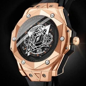 Leuchtende Herrenuhr Mode Armbanduhren Silikon Wasserdicht Quarz Geschenke - Bild 1 von 15