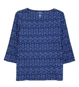 Croft & Barrow, Blautöne mit weißem geometrischem Muster Pullover Oberteil, Gr. XL - Bild 1 von 3
