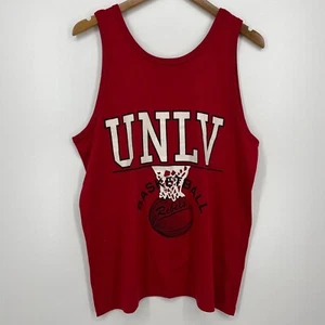 UNLV Las Vegas Rebels Basketball Tank Top Men's XL Red NCAA Vintage USA Wolf - Picture 1 of 9
