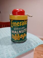 Vintage Emerald Shelled WalNuts Can with Key
