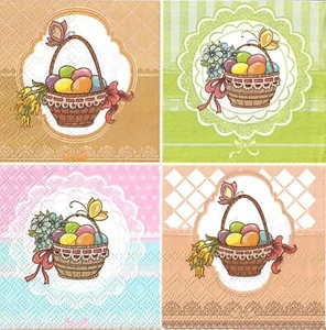 4 x Single Paper Napkins Decoupage Craft Table Easter Baskets 85 - Picture 1 of 2
