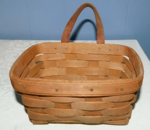 Vintage Longaberger Small Key Wall Hanging Basket '84 Leather Handle Cover