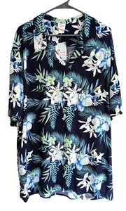 NWT Hawaii Hangover Men's 2XL Button Up Shirt Blue Floral Hawaiian Tropical - Picture 1 of 7