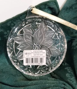 Mikasa Festive Poinsettia Crystal Glass Christmas Tree Ornament 3.25"Japan - Picture 1 of 4