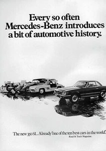 1972 Mercedes-Benz 350 SL "Automotive History" Original Print Ad - Picture 1 of 1