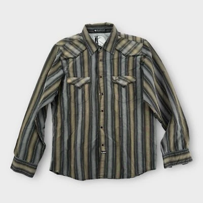Camisa De Colección Lost Enterprises Para Hombres Aguja Única Manga Larga Rayas Western Plaid Foto 1 de 4