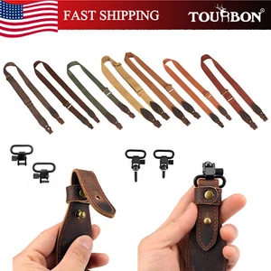 TOURBON Webbing&Leather Gun Sling Shotgun Strap Swivels Hunting-Multiple Choices - Picture 1 of 41