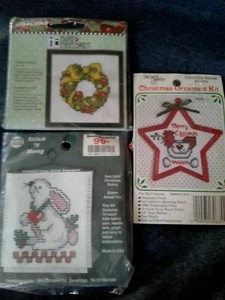 Lot of 3 Chistmas Cross Stitch Hanging Ornament Kits. New - Picture 1 of 5
