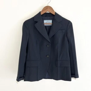 Prada Fall 2017 Wool Gabardine Blazer Size IT38 Black Classic Preppy - Picture 1 of 8