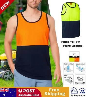2 3 5 PACK Hi-Vis Singlet Safety Sleeveless Tank Top Work Wear For Construction - image 1 of 4