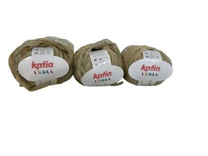 Katia India Metallic Ribbon Yarn 93 Yds Beige Silver Glitter AT846 Lot Of 3 - Picture 1 of 5