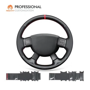 MEWANT Black genuine Leather PU Carbon Fiber Steering Wheel Cover for Dodge Ram - Imagen 1 de 9