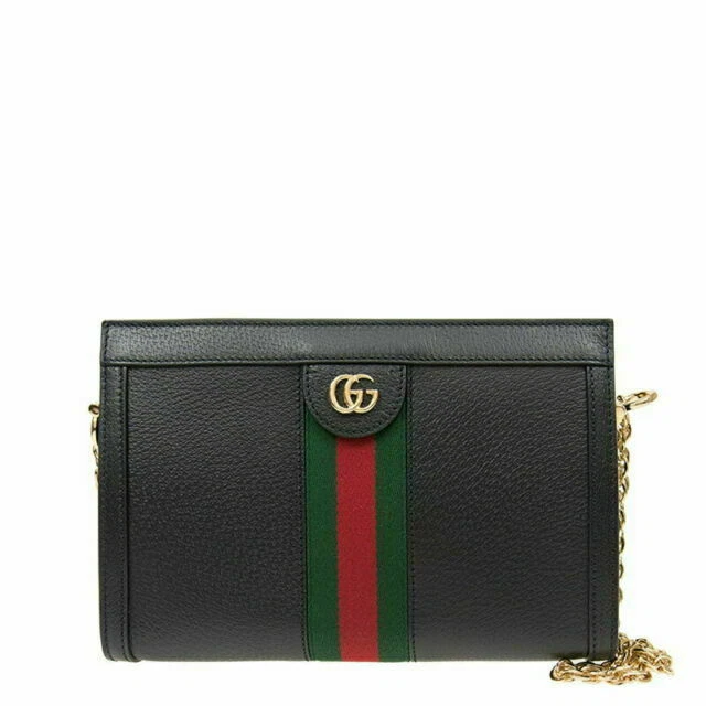 Gucci Ophidia Web Shoulder Bag Small Black Leather