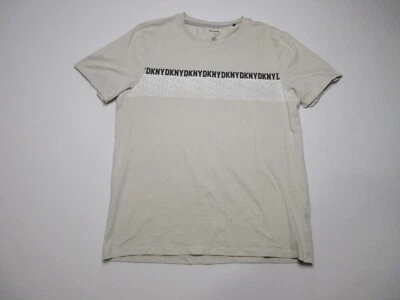 Camiseta DKNY Para Hombres Logo Gráfico Elastizada Cuello Redondo Manga Corta Talla M Marfil Foto 1 de 4