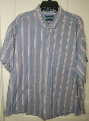 Camisa De Colección Harbor Bay Para Hombre Manga Corta Talla 1X Grande Púrpura Amarillo Rayas Foto 1 de 4