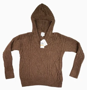 Hippie Rose Juniors' Brown Soft Long Sleeve Chenille Hooded Sweater Size Small - Picture 1 of 9