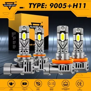 AUXBEAM 9005 H11 LED Headlight Bulbs Conversion Kit High / Low Beam Bright 6500K - Picture 1 of 15