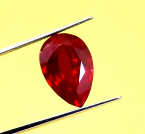Pietra preziosa sfusa birmana rubino rosso naturale a forma di pera certificata 8 ct migliore offerta - Foto 1 di 5