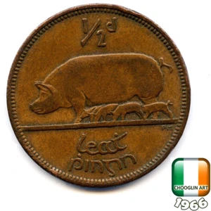 Eine irische 1966 Halfpenny 1/2d Münze, 59 Jahre alt! - Bild 1 von 2