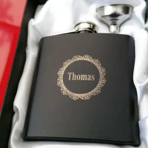 Personalised Engraved 6oz Hip Flask.Name Birthday Gift Present Dad Father Daddy - Picture 1 of 4