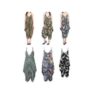 WOMENS CAMI STRAPPY PLAYSUIT DRESS LAGENLOOK ROMPER BAGGY HAREM JUMPSUIT UK 8-26 - Picture 1 of 7
