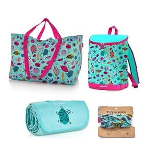 Tupperware Utopic Shore Thermal Backpack & Beach Picnic Mat Bandana And Big Bag - Picture 1 of 3