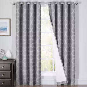 100% Verdunkelungsvorhang Paneele Alana Jacquard Dreifachpass Thermoisoliert (Paar) - Bild 1 von 9