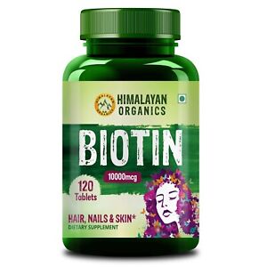 Himalayan Organics Biotin 10000mcg For Hair Growth 120 Tablets FS