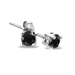 1/4 Kt TDW behandelte schwarze Diamant Ohrstecker in 925 Silber - Bild 1 von 2