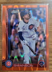 2025 Topps Chrome - Dansby Swanson #215 Orange RayWave Refractor /25 Chicago Cub - Bild 1 von 2