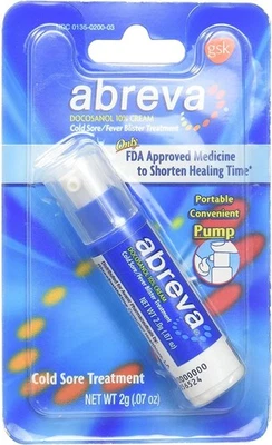 Tratamiento de ampollas para herpes labial/fiebre Abreva, bomba 0,07 oz (2 g) (bomba Abreva) Foto 1 de 4